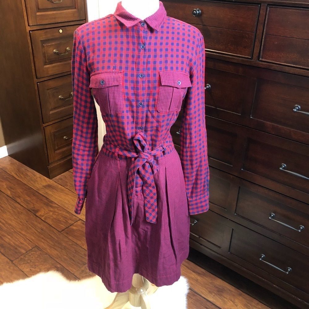 Brooks brothers red fleece checkered dress - Picture 2 of 4